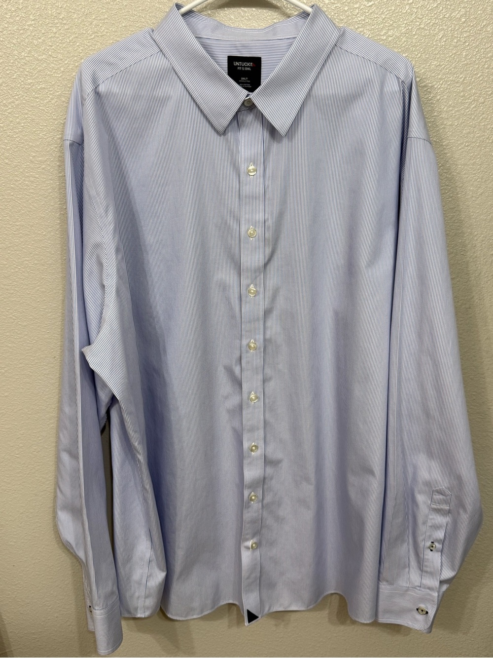 UNTUCKit Fit By DXL Bordeaux Wrinkle Free Blue Stripe Shirt Men’s 3XLT 3XL Tall